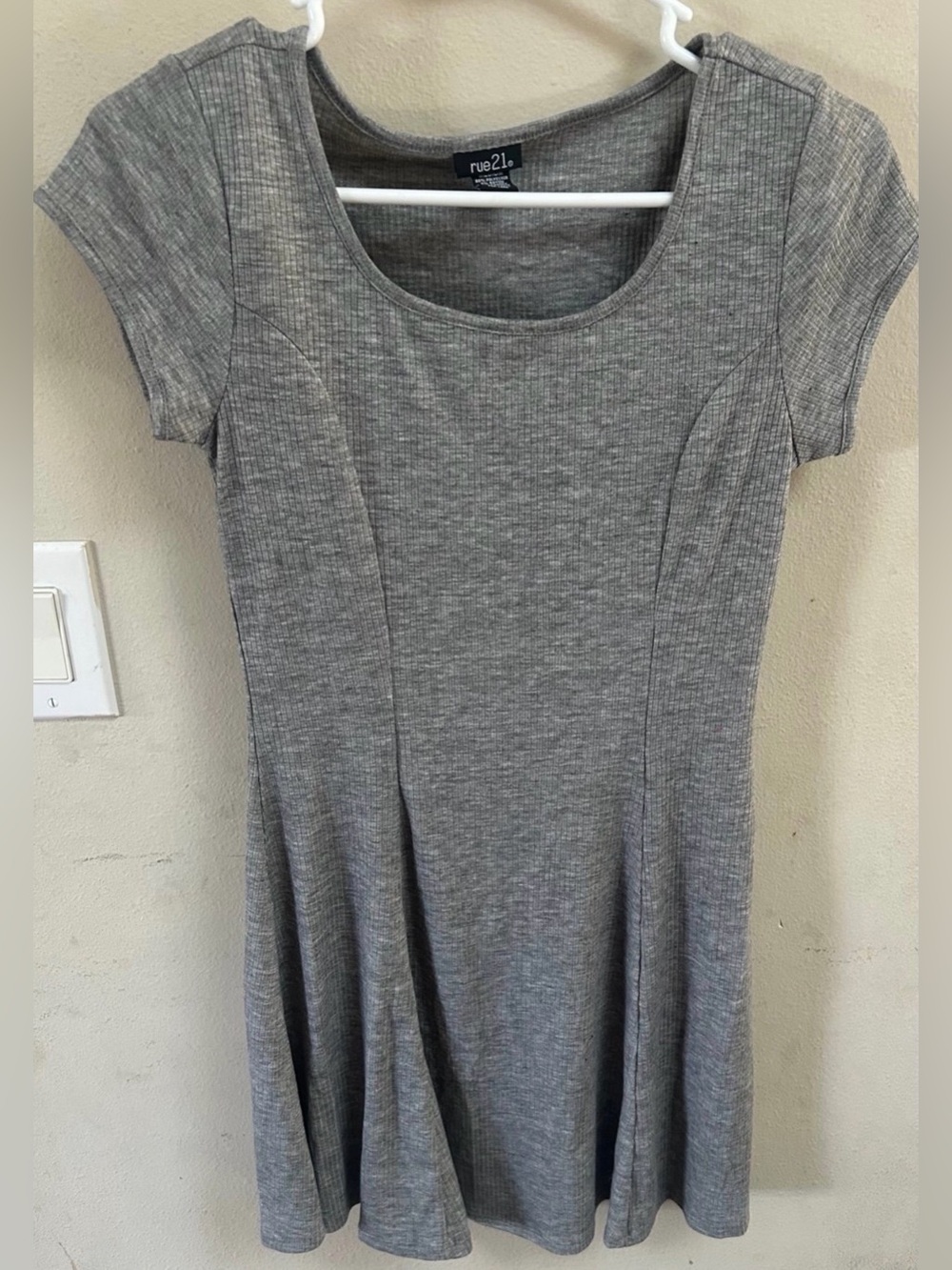 Rue21 Grey Ribbed Scoop-Neck Fit & Flare Mini Dress